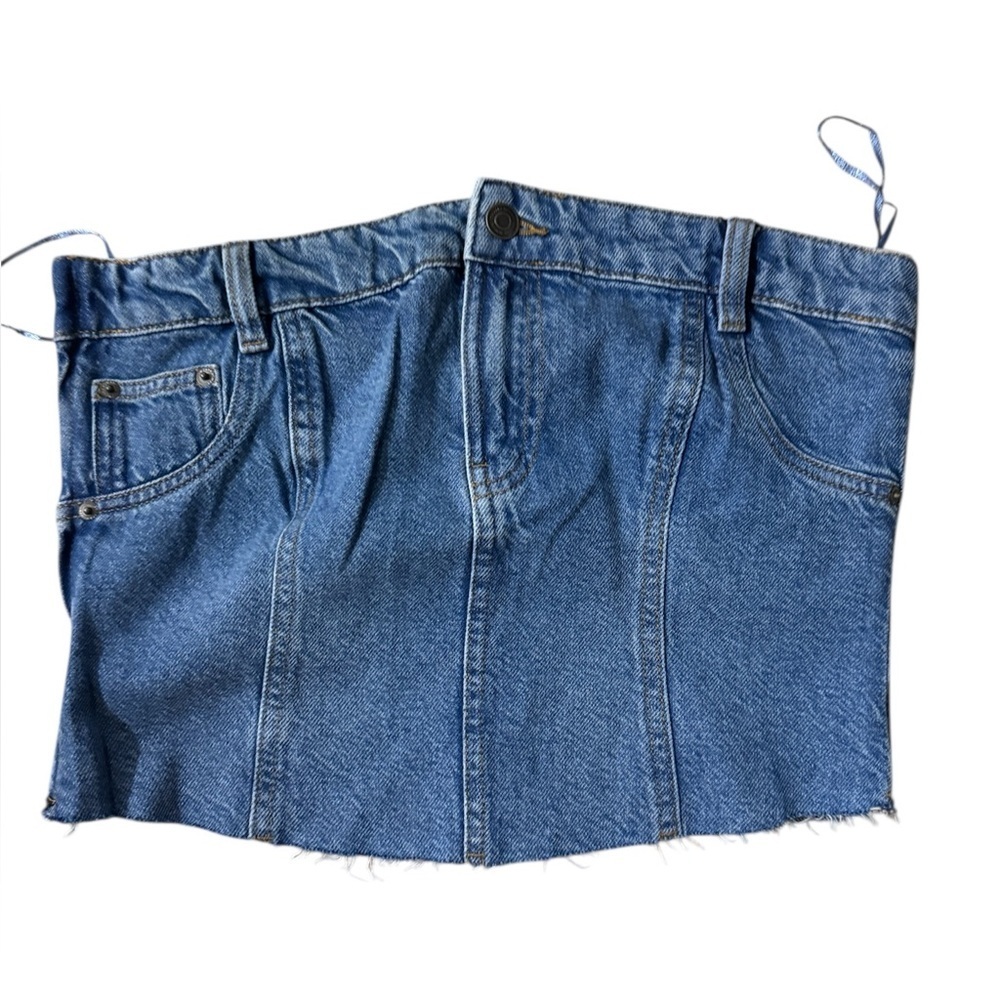 Zara denim bustier blue corset top BLOGGERS FAVORITE!!! size S NEW - Picture 10 of 11
